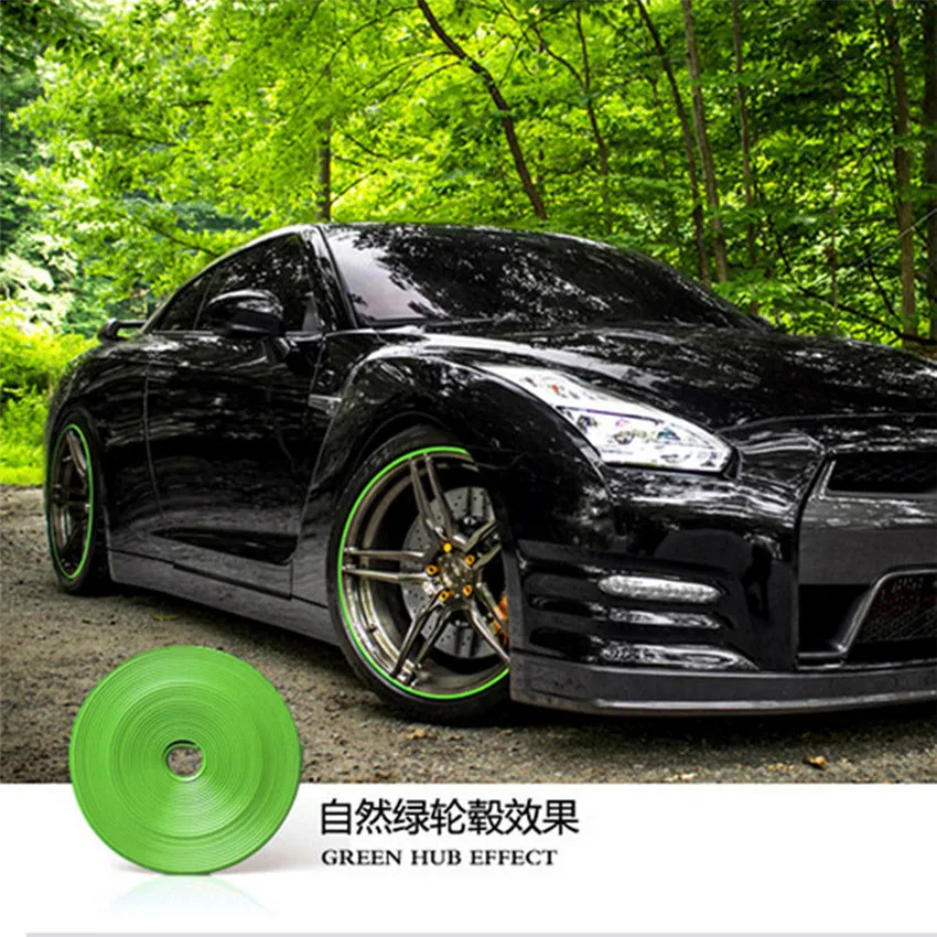 8M/Roll Car Wheel Hub Rim Protector Ring Tire Rubber Strip Decoration Moulding LineGreen - Image 4