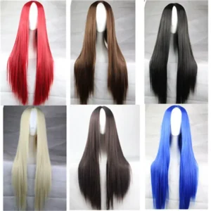 Synthetic Wig Female Wigs Straight Womens Wig Long Hair Cosplay Wigs For Women Red Blue Black Blonde Burgundy Silver Dark Brown