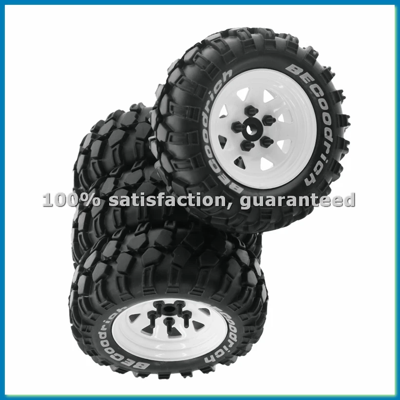 Metal 1.9Inch Beadlock Wheel Tires for 1:10 RC Crawler Car Axial SCX10 90046 TRX4 Redcat GEN8,White-ABVK