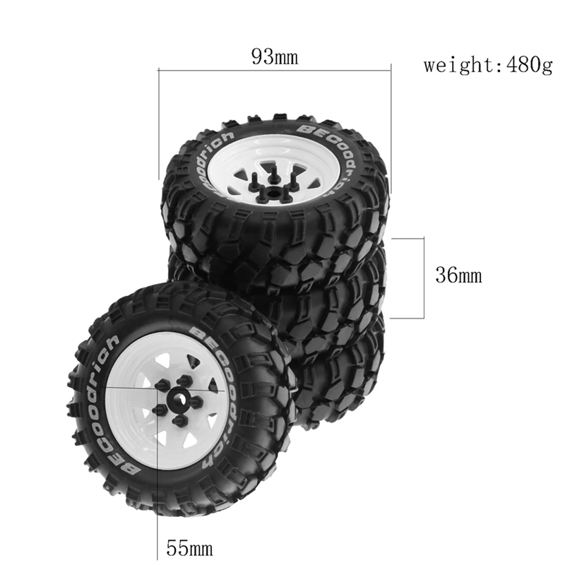 Metal 1.9Inch Beadlock Wheel Tires for 1:10 RC Crawler Car Axial SCX10 90046 TRX4 Redcat GEN8,White-ABVK - Image 3