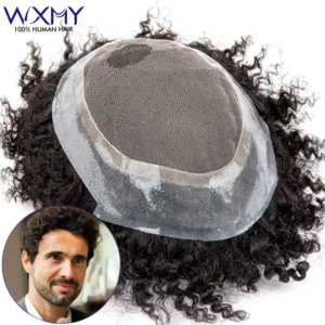 Australia Curly Toupee Men Wig Male Hair Prosthesis Indian Natural Human Hair Wigs For Men French Lace Man Wig System Hairpieces