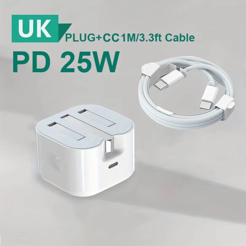 UK USB C Charger For iPhone16 15/Huawei/Samsung QC3.0 Quick Charge PD 25W Type C Fast Charging Travel Wall Charger Power Adapter